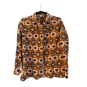DULUTH Trading Aztec Southwestern Print Button Up Flannel Shirt Pockets Large